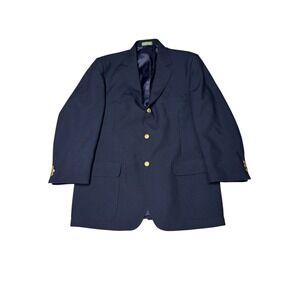 ORVIS Navy Blue Wool Blend Blazer Gold Button Sport Coat 44L Tall Made USA